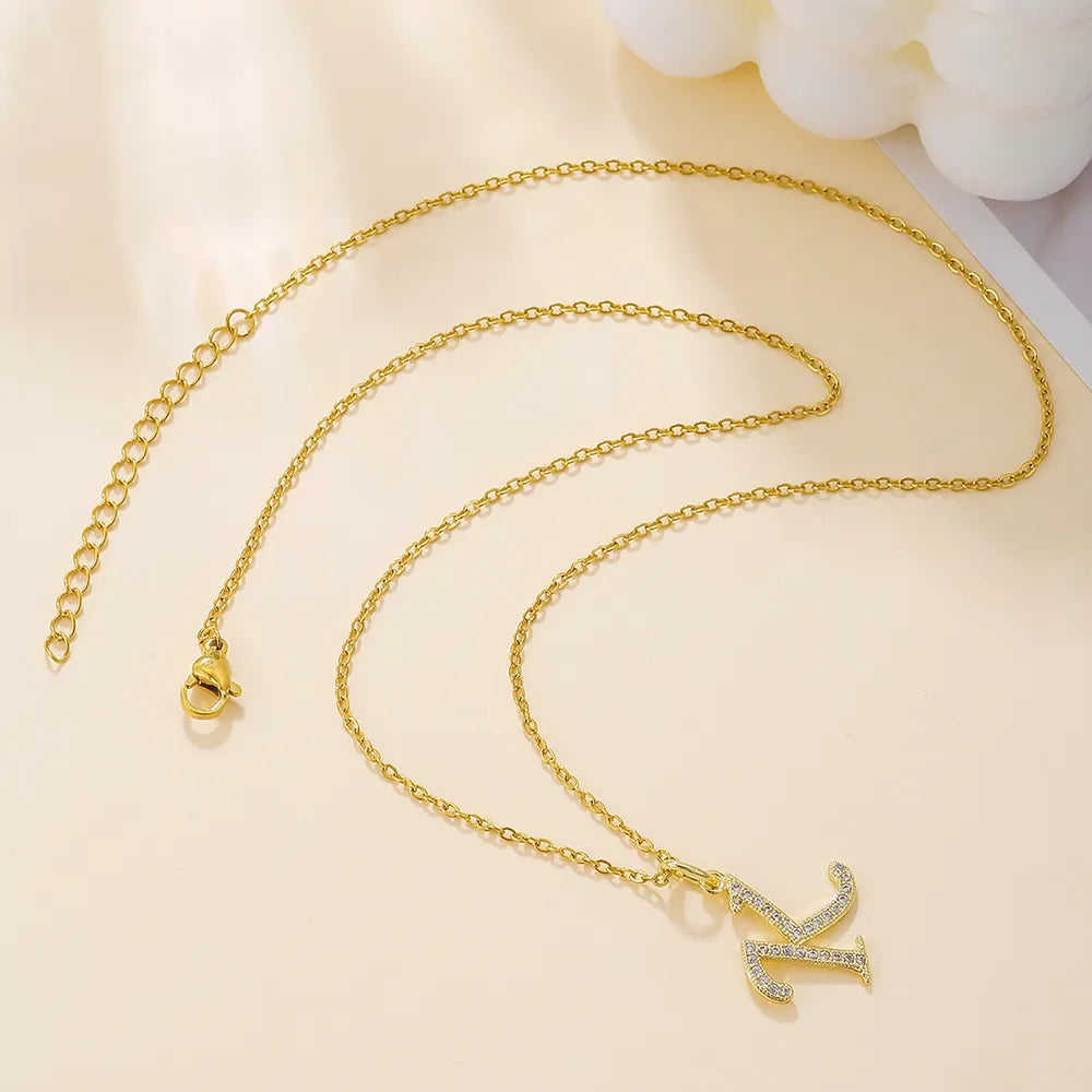 Casual Letter Stainless Steel Copper Plating 18k Gold Plated Pendant Necklace