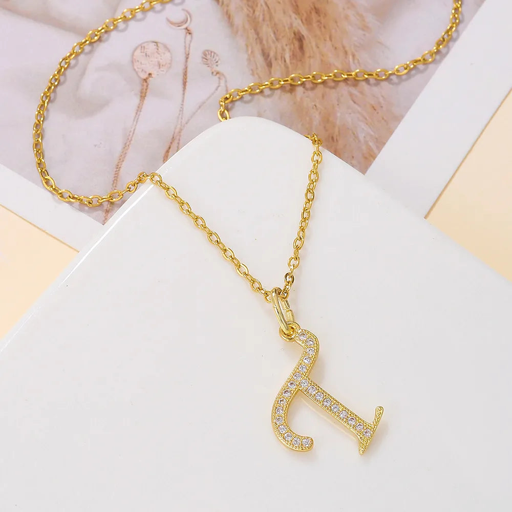 Casual Letter Stainless Steel Copper Plating 18k Gold Plated Pendant Necklace