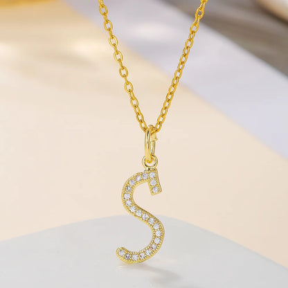 Casual Letter Stainless Steel Copper Plating 18k Gold Plated Pendant Necklace