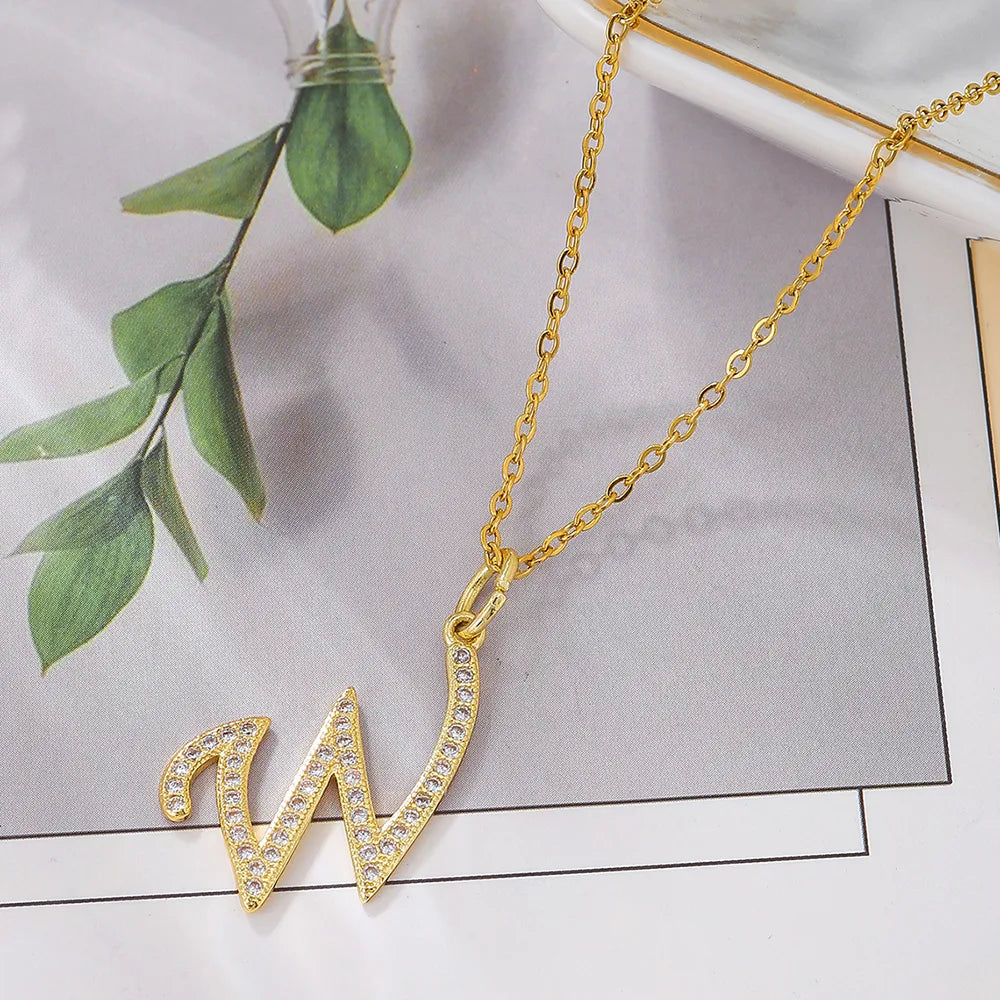 Casual Letter Stainless Steel Copper Plating 18k Gold Plated Pendant Necklace