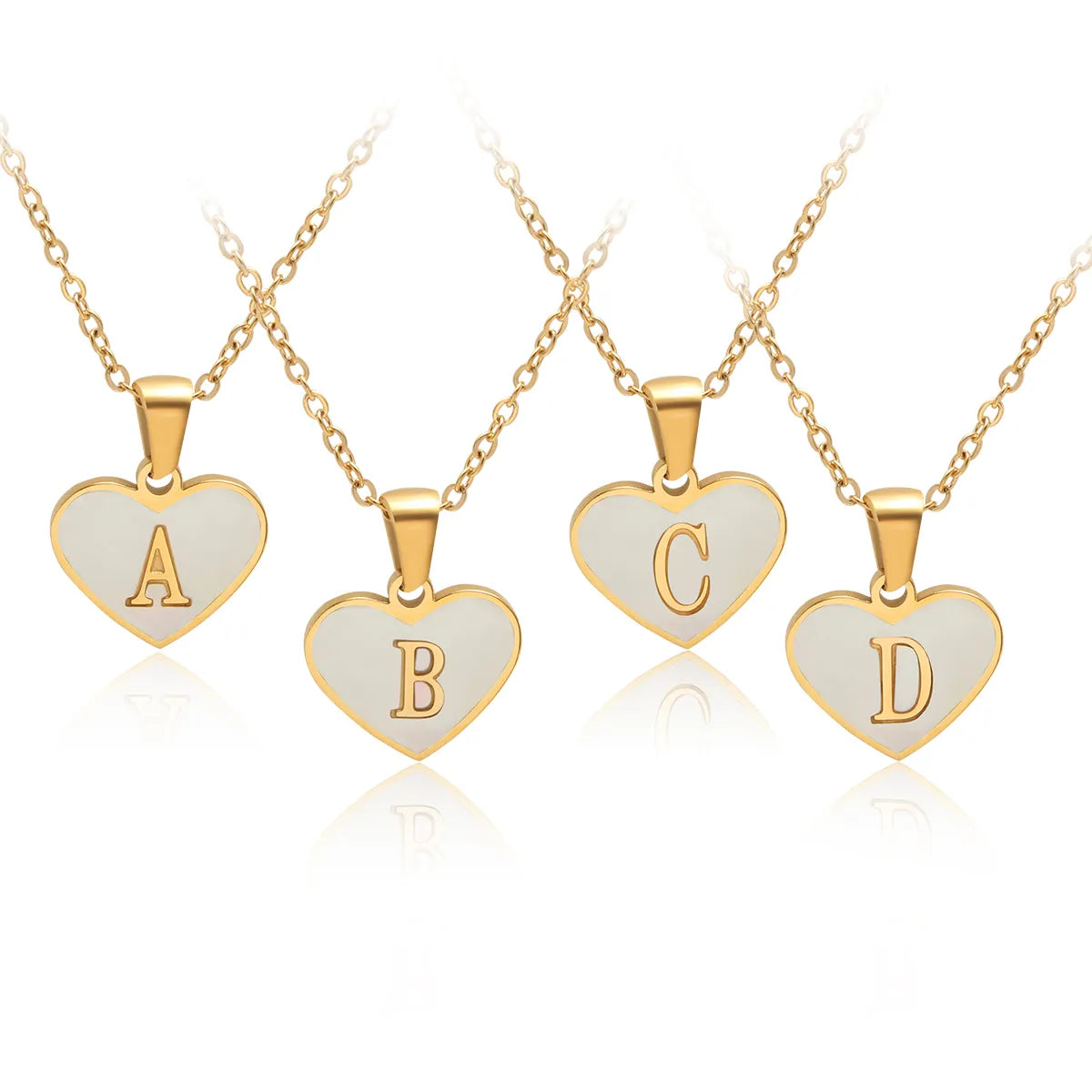 Casual Letter Stainless Steel Plating Inlay Shell Gold Plated Pendant Necklace