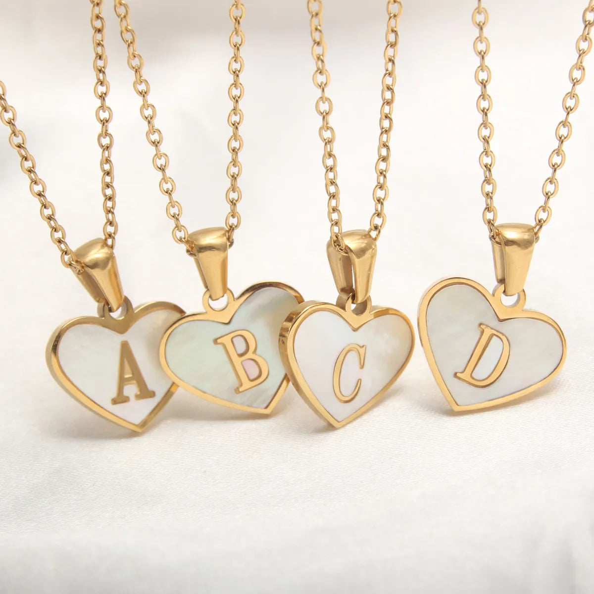 Casual Letter Stainless Steel Plating Inlay Shell Gold Plated Pendant Necklace