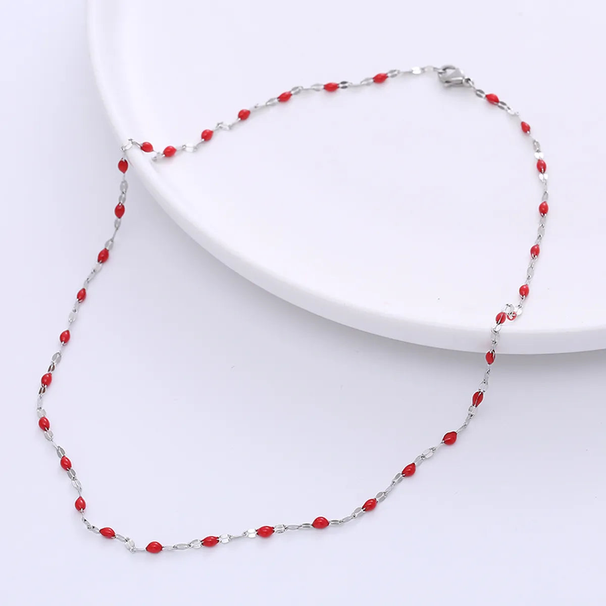 Casual Lips Stainless Steel Epoxy Chain Choker 1 Piece