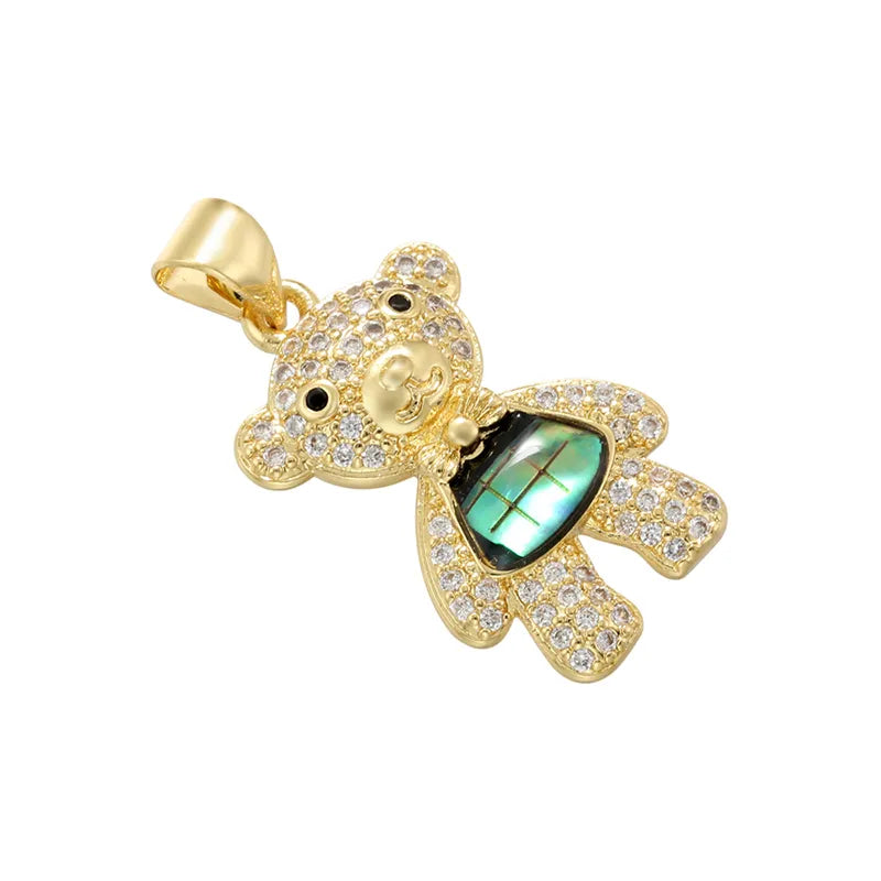 Casual Little Bear Heart Shape Copper Plating Inlay Zircon 18k Gold Plated Charms Jewelry Accessories