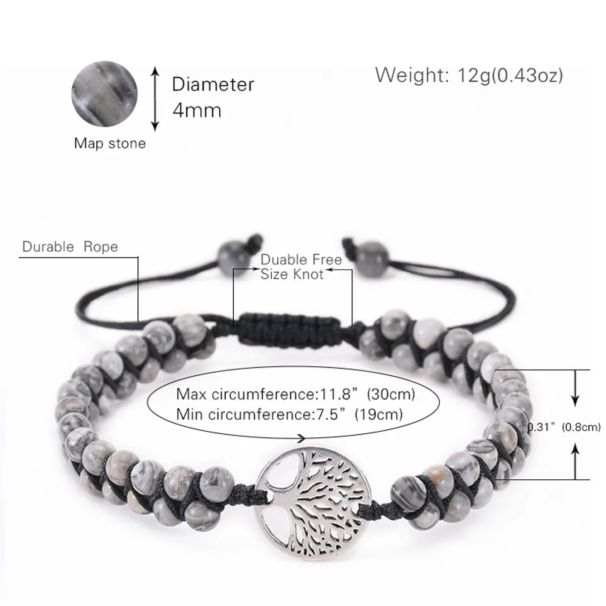 Casual Lucky Tree Natural Stone Bracelets