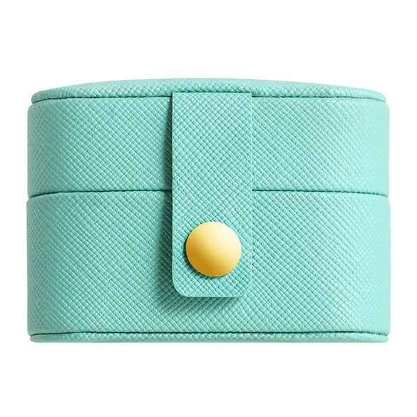 Casual Mini Ring Box Travel Portable Earring Jewelry Box Leather Solid Color Storage Box