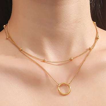 Casual Modern Style Circle Titanium Steel Polishing Plating 18k Gold Plated Layered Necklaces