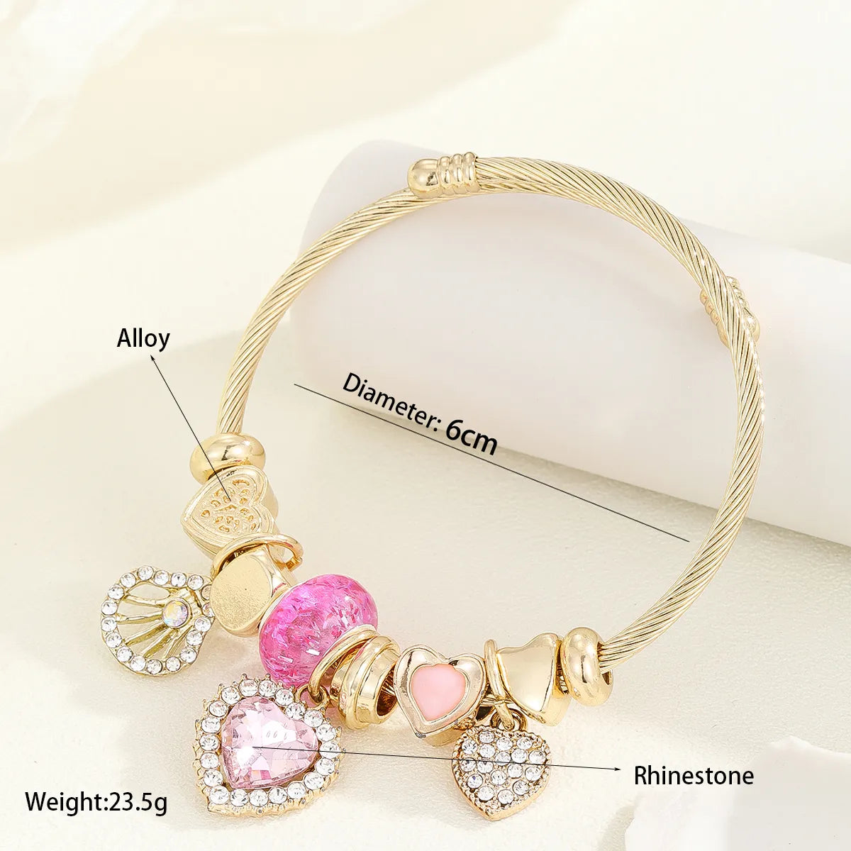 Casual Modern Style Classic Style Bear Owl Key Gold Plated Rhinestones Glass 304 Stainless Steel Alloy Wholesale Bangle