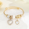 Casual Modern Style Classic Style Bear Owl Key Gold Plated Rhinestones Glass 304 Stainless Steel Alloy Wholesale Bangle