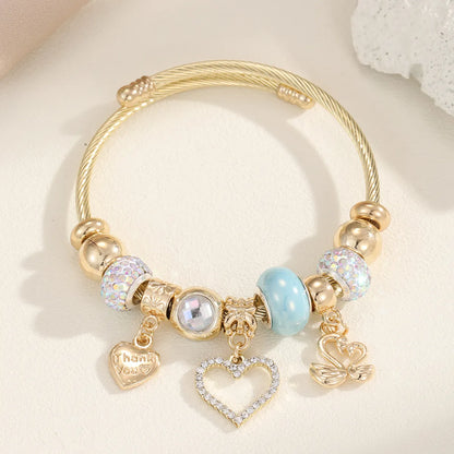 Casual Modern Style Classic Style Bear 304 Stainless Steel Alloy Gold Plated Rhinestones Bangle In Bulk