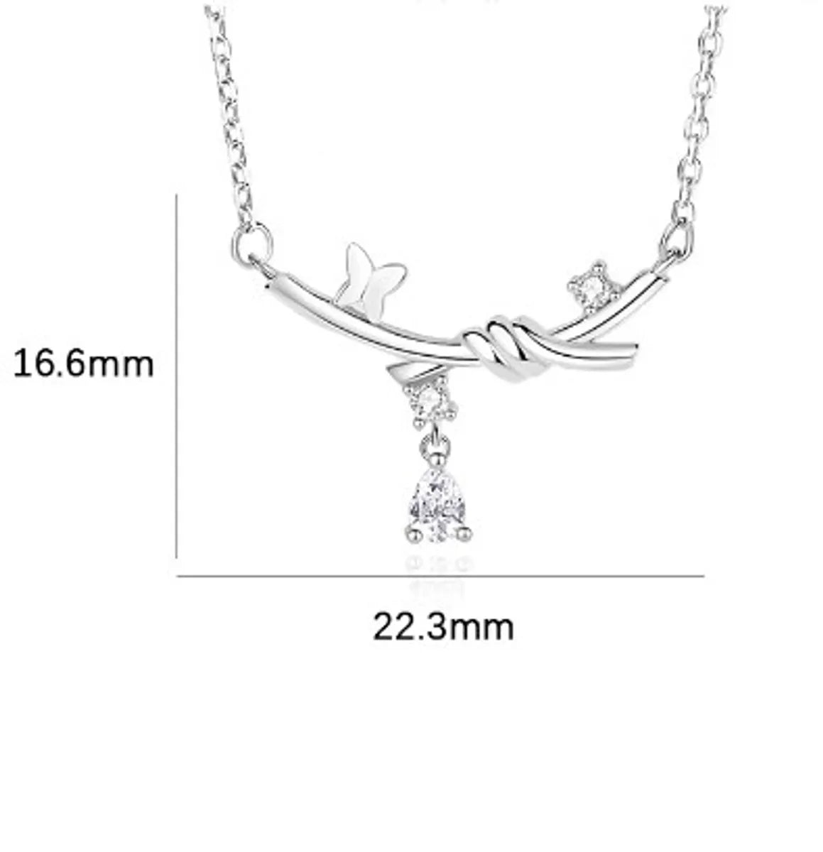 Casual Modern Style Commute Knot Butterfly Sterling Silver Polishing Plating Inlay Zircon Necklace