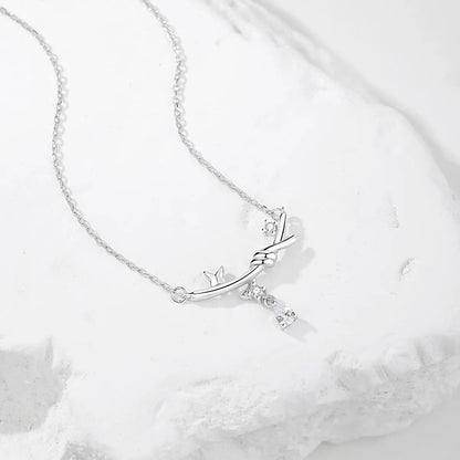 Casual Modern Style Commute Knot Butterfly Sterling Silver Polishing Plating Inlay Zircon Necklace