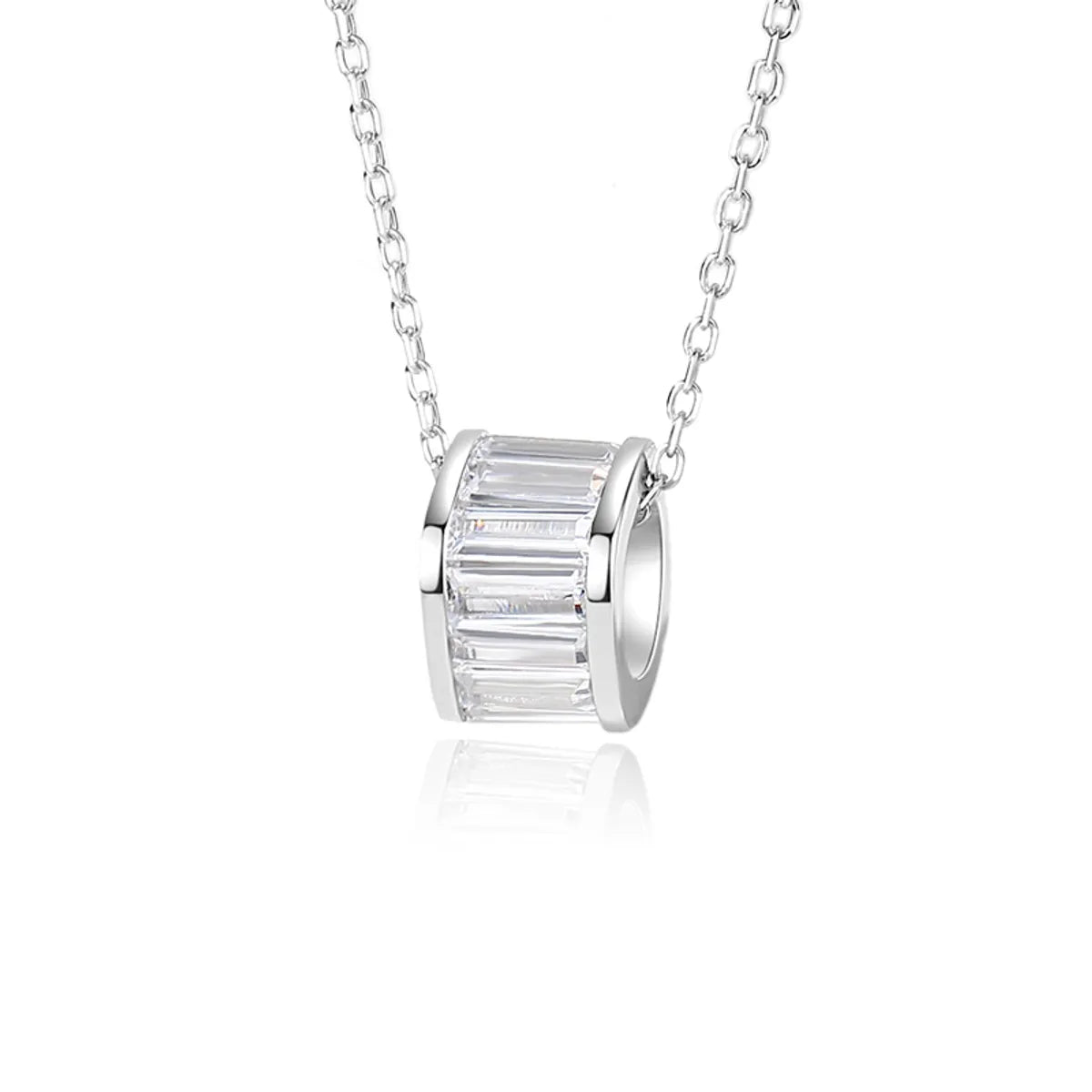 Casual Modern Style Commute Round Sterling Silver Polishing Plating Inlay Zircon Necklace