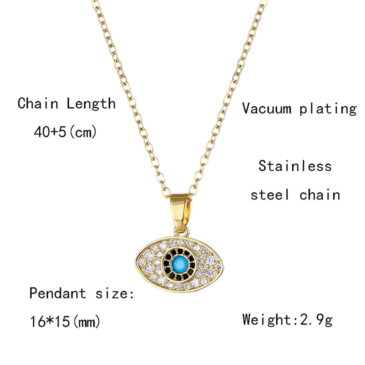 Casual Modern Style Devil's Eye Stainless Steel Plating Inlay Opal Zircon 18k Gold Plated Pendant Necklace