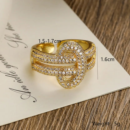 Casual Modern Style Geometric Copper Plating Inlay Zircon 18k Gold Plated Open Rings