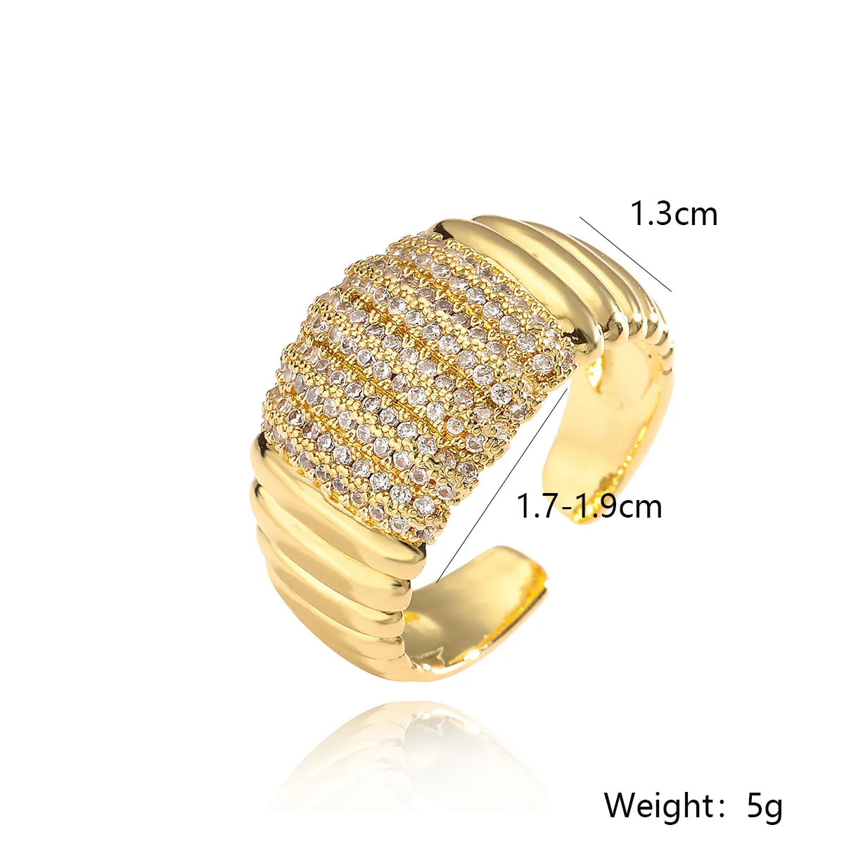 Casual Modern Style Geometric Copper Plating Inlay Zircon 18k Gold Plated Open Rings