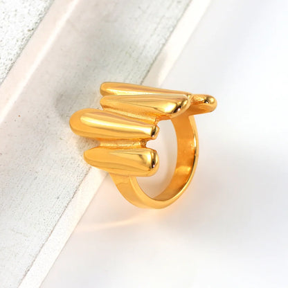 304 Stainless Steel 18K Gold Plated Casual Modern Style Asymmetrical Irregular Geometric No Inlay Open Rings Rings