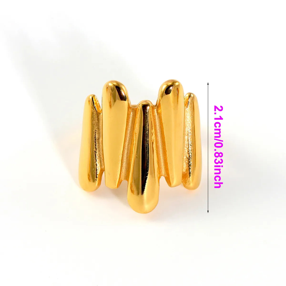 304 Stainless Steel 18K Gold Plated Casual Modern Style Asymmetrical Irregular Geometric No Inlay Open Rings Rings