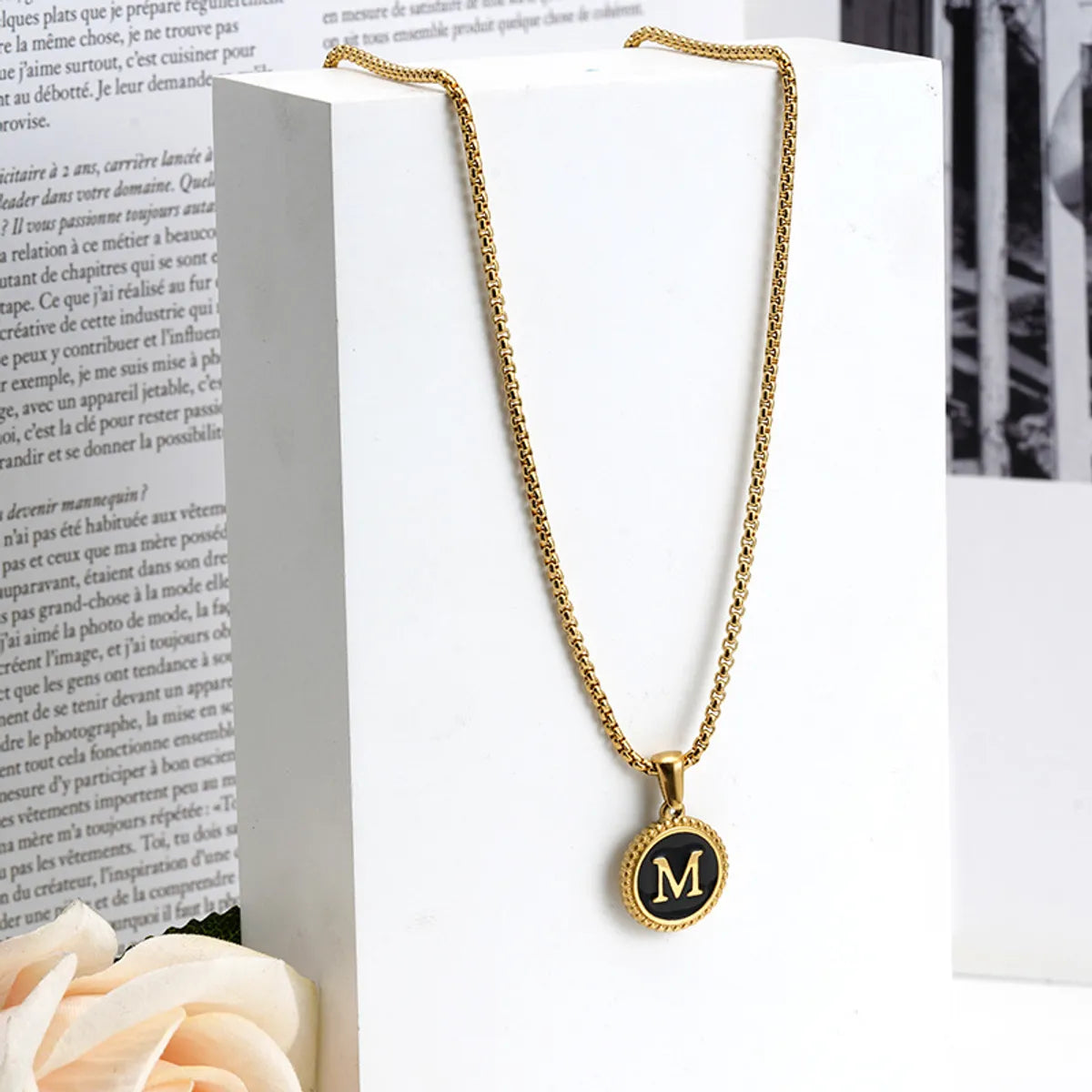 Casual Modern Style Letter Stainless Steel Enamel Plating 18k Gold Plated Pendant Necklace