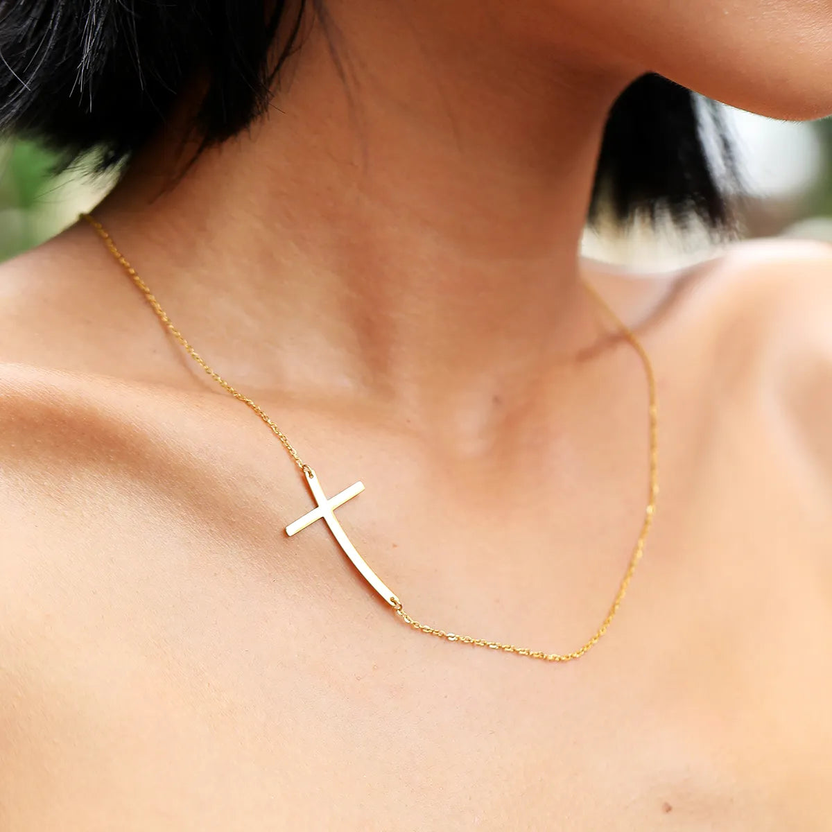 Casual Modern Style Simple Style Cross Stainless Steel 18k Gold Plated Necklace In Bulk