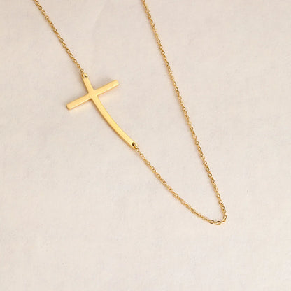 Casual Modern Style Simple Style Cross Stainless Steel 18k Gold Plated Necklace In Bulk