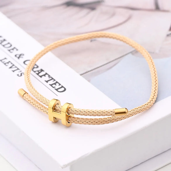 Casual Modern Style Simple Style Letter Colorful Solid Color 18K Gold Plated Stainless Steel Wholesale Wristband