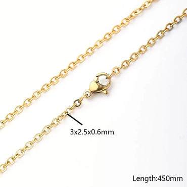 10 Strands/Package 304 Stainless Steel Gold Plated Solid Color Polished Chain