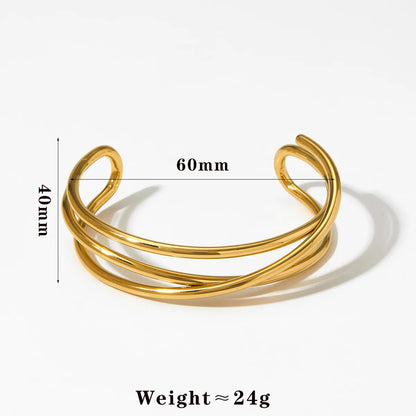 Casual Modern Style Solid Color 304 Stainless Steel 16K Gold Plated White Gold Plated Gold Plated Bangle In Bulk