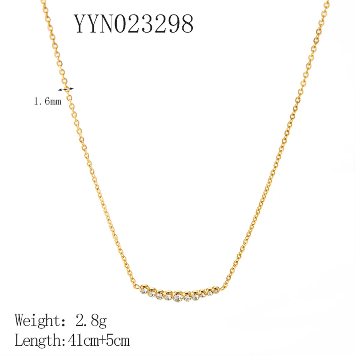 304 Stainless Steel 18K Gold Plated Casual Modern Style Plating Inlay Solid Color Rhinestones Necklace