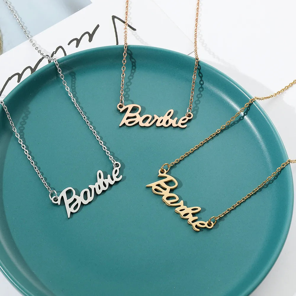 Casual Modern Style Sweet Letter  Stainless Steel Plating Pendant Necklace