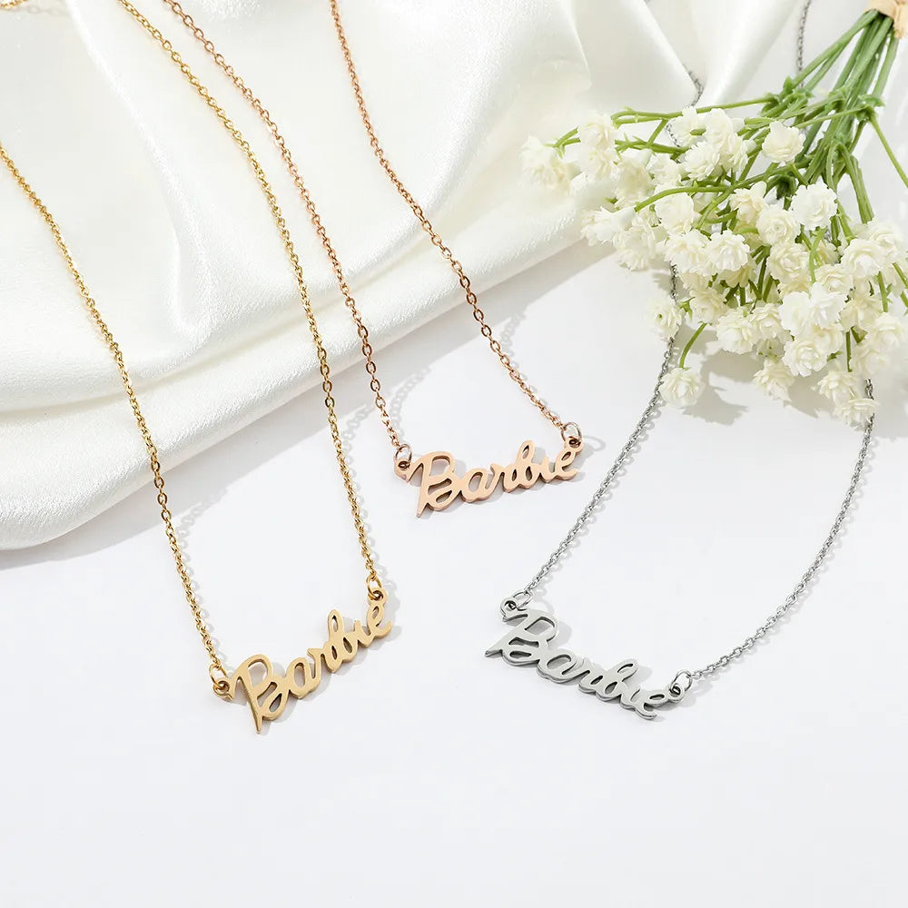 Casual Modern Style Sweet Letter  Stainless Steel Plating Pendant Necklace