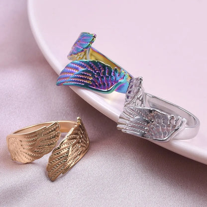 Casual Modern Style Wings 304 Stainless Steel Plating 18K Gold Plated Unisex Open Rings