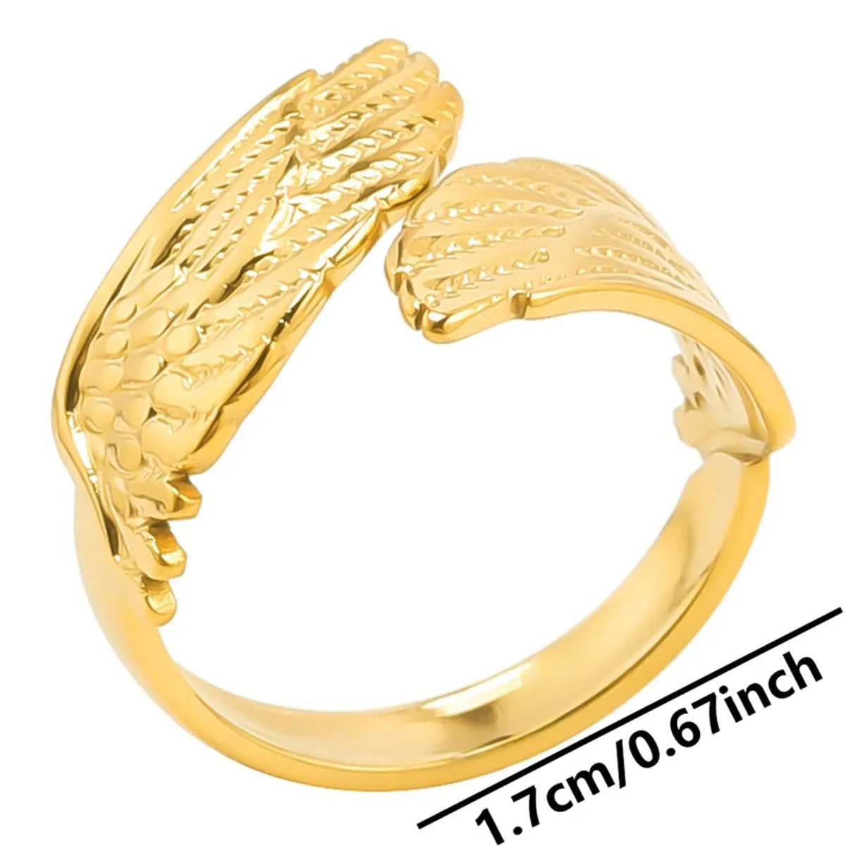 Casual Modern Style Wings 304 Stainless Steel Plating 18K Gold Plated Unisex Open Rings