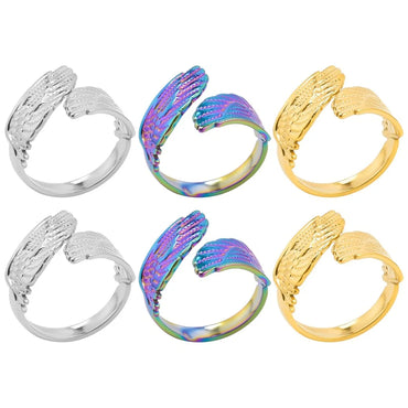 Casual Modern Style Wings 304 Stainless Steel Plating 18K Gold Plated Unisex Open Rings