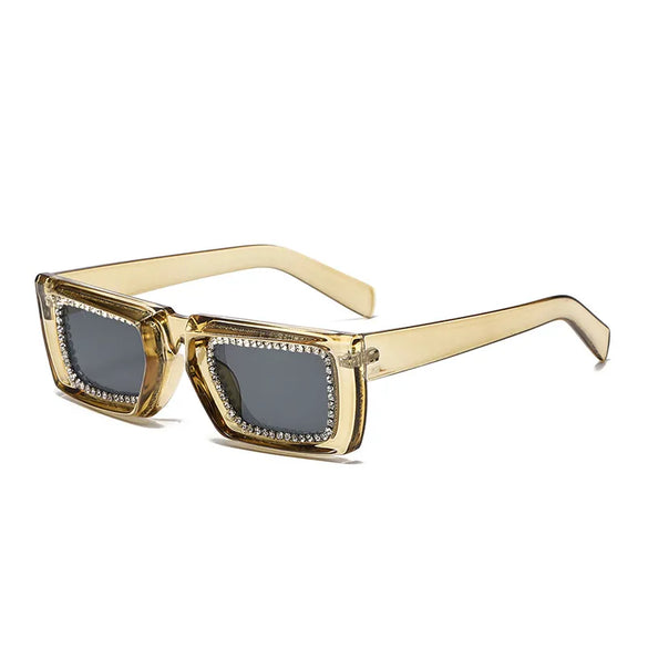 Casual Multicolor Ac Square Diamond Full Frame Women'S Sunglasses
