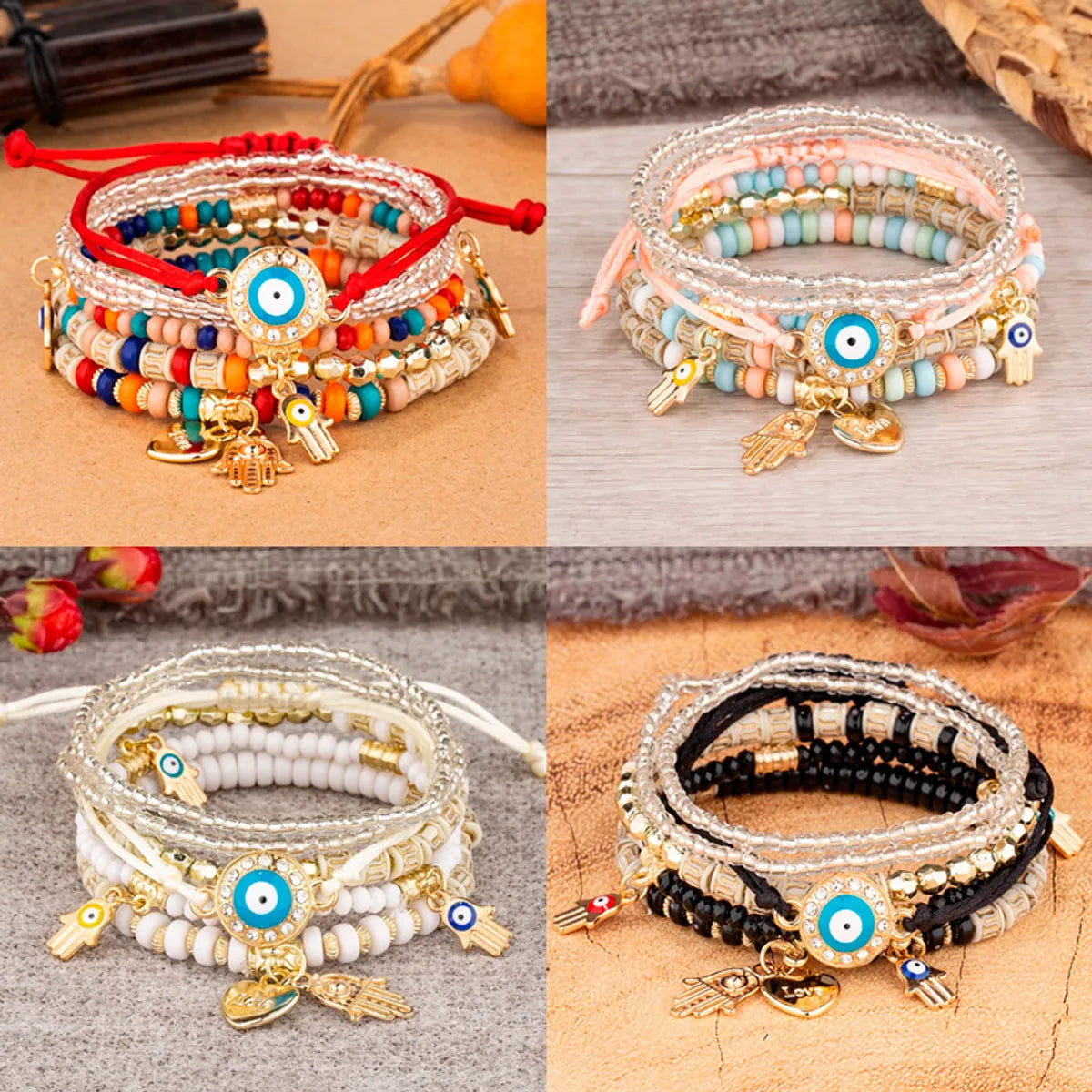 Casual Palm Eye Alloy Seed Bead Women's Bracelets