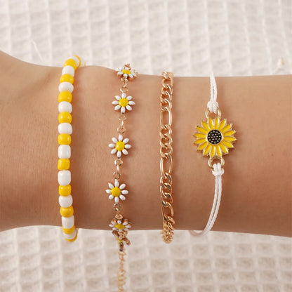 Casual Pastoral Flower Alloy Star Enamel Women'S Bracelets Anklet