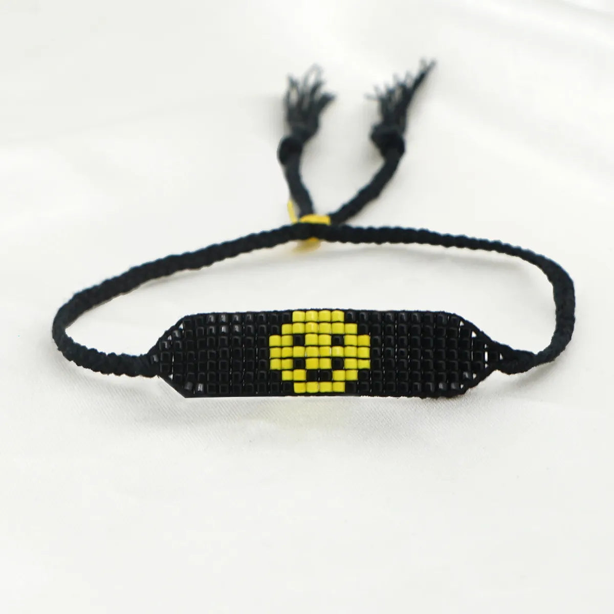 Casual Peach Eye Smile Face Glass Beaded Braid Woven Belt Women'S Bracelets