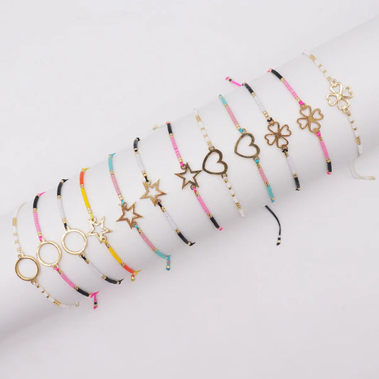 Casual Pentagram Heart Shape Glass Beaded Women's Bracelets