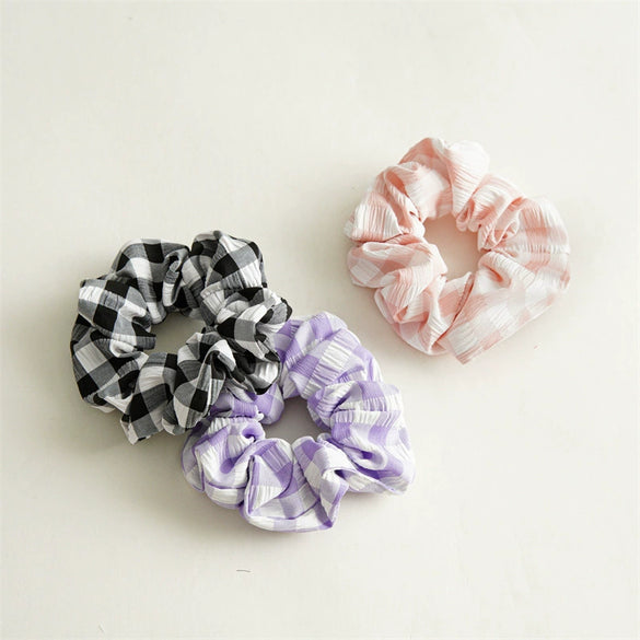 Casual Plaid Fabric Hair Tie Hair Accessories For Girls With High Elasticity And Seiko Craft