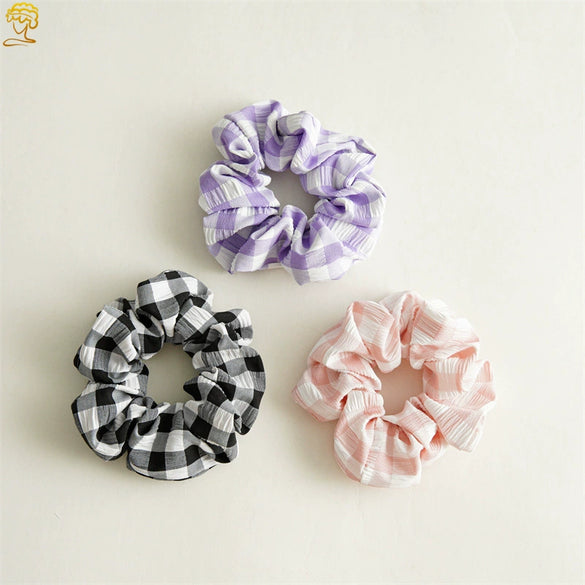 Casual Plaid Fabric Hair Tie Hair Accessories For Girls With High Elasticity And Seiko Craft