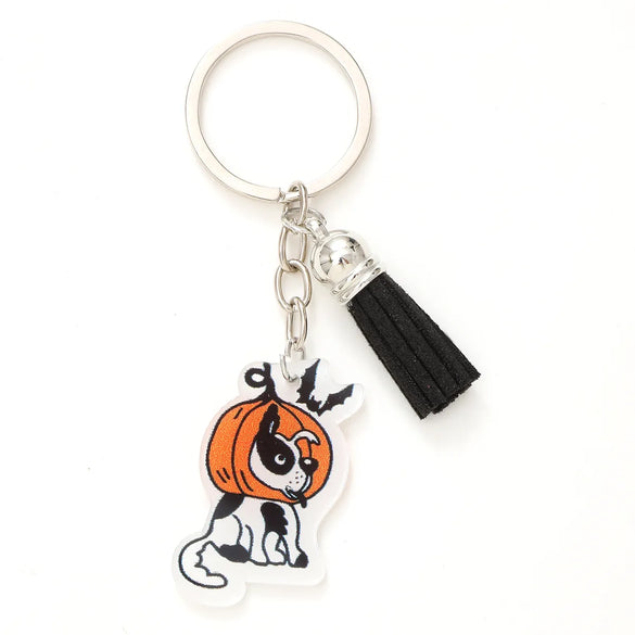 Casual Preppy Style Commute Pumpkin Witches Knot Bat Arylic Tassel Halloween Bag Pendant Keychain