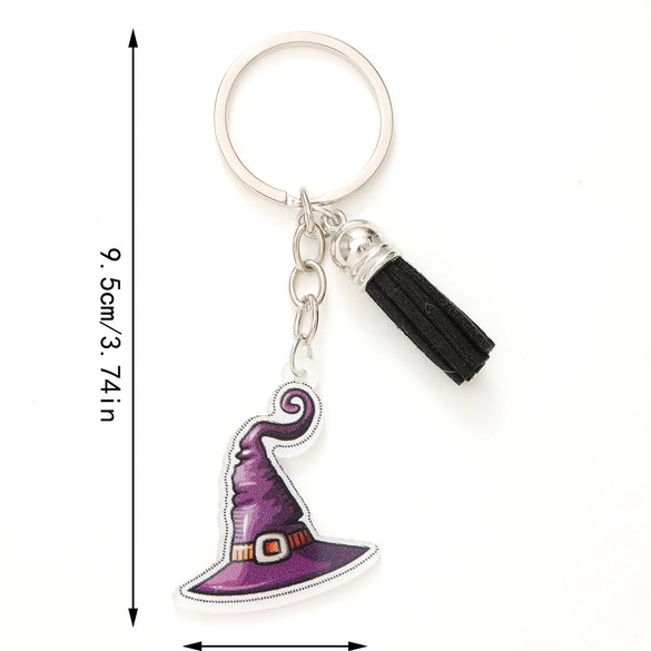 Casual Preppy Style Commute Pumpkin Witches Knot Bat Arylic Tassel Halloween Bag Pendant Keychain