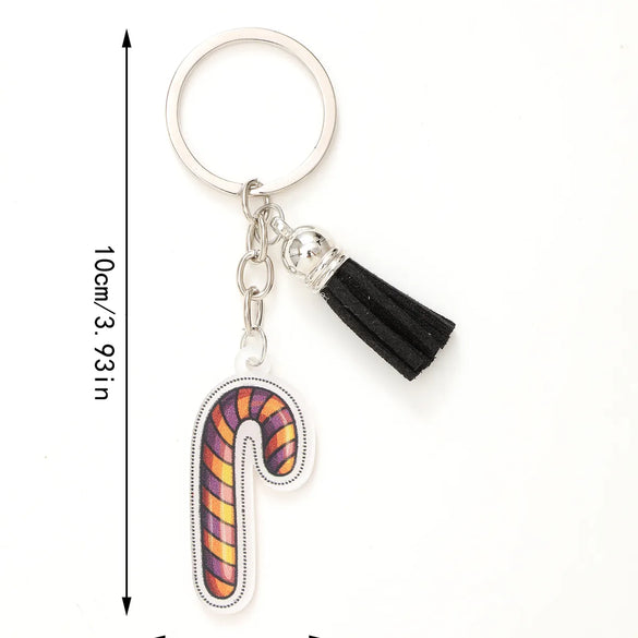 Casual Preppy Style Commute Pumpkin Witches Knot Bat Arylic Tassel Halloween Bag Pendant Keychain