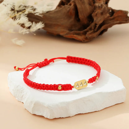 Casual Preppy Style Number 18K Gold Plated 304 Stainless Steel Nylon Wholesale Drawstring Bracelets