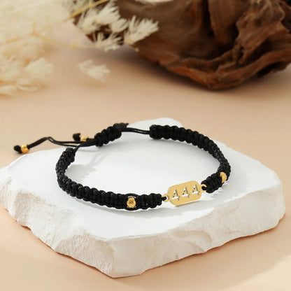 Casual Preppy Style Number 18K Gold Plated 304 Stainless Steel Nylon Wholesale Drawstring Bracelets