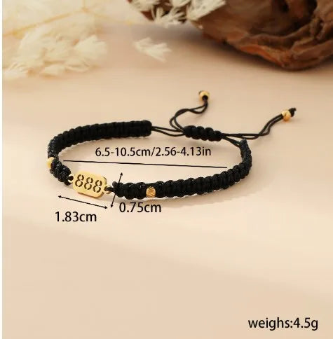 Casual Preppy Style Number 18K Gold Plated 304 Stainless Steel Nylon Wholesale Drawstring Bracelets