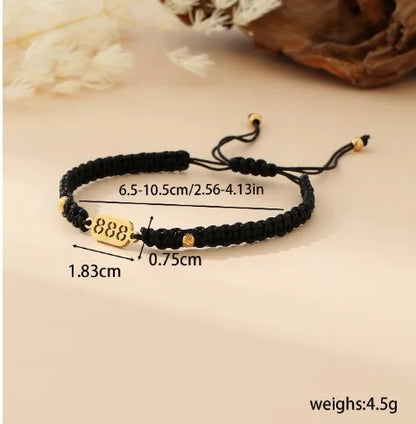 Casual Preppy Style Number 18K Gold Plated 304 Stainless Steel Nylon Wholesale Drawstring Bracelets