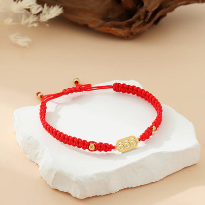 Casual Preppy Style Number 18K Gold Plated 304 Stainless Steel Nylon Wholesale Drawstring Bracelets