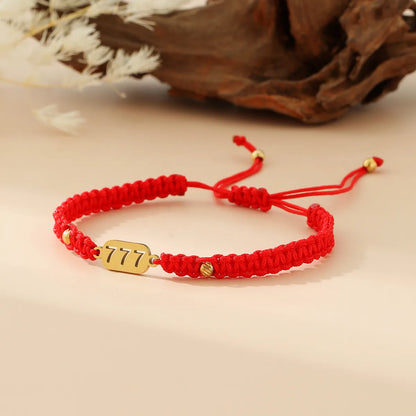 Casual Preppy Style Number 18K Gold Plated 304 Stainless Steel Nylon Wholesale Drawstring Bracelets